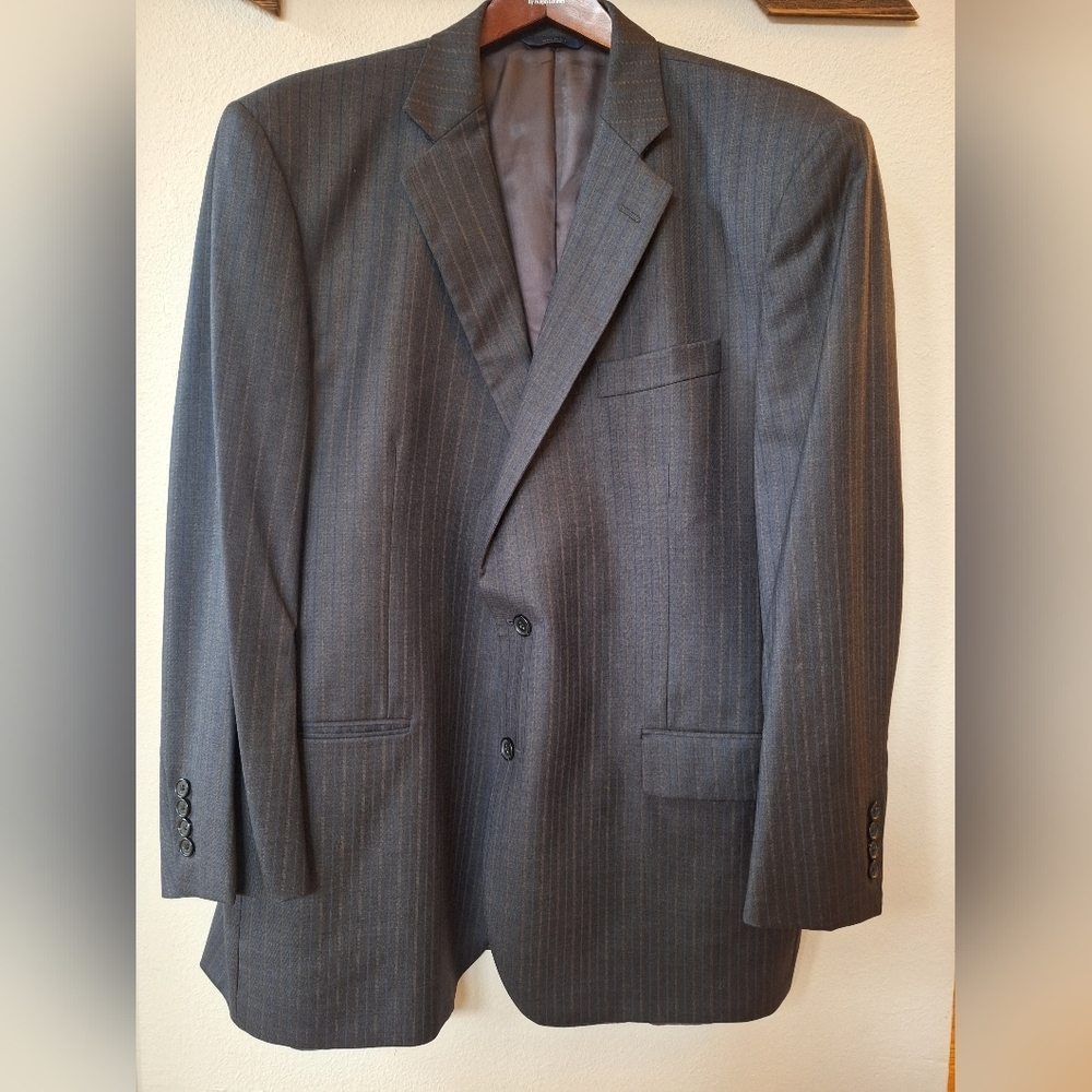 Brooks Brothers 1818 Madison Wool Blazer Sport Coat Charcoal Striped Mens 48 Reg